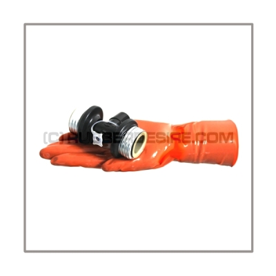 Gasmask-t-joint T-MEDI-C1 with gasmask-thread 2 x male and 22 mm mediport male plus breathing reduction gap and cap